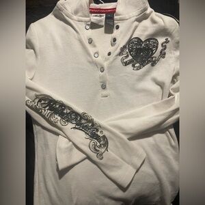 Harley Davidson White Hoodie with Black Graphic Design